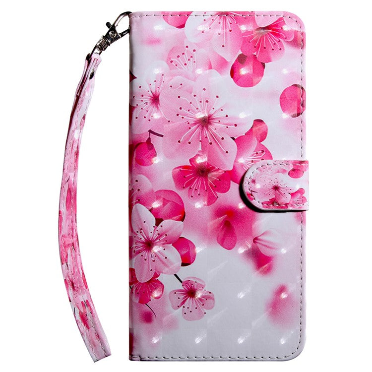 For iPhone 16 Case Stand Pattern Printing Leather Phone Cover - Red Flower