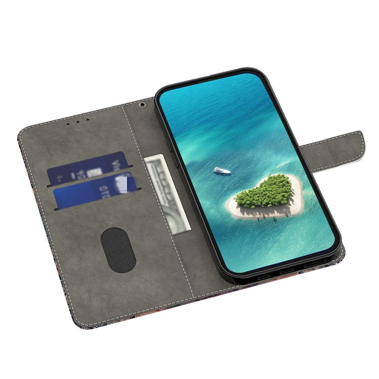 For iPhone 16 Plus Case Pattern Printed Protective Leather Flip Phone Case - Flower Butterfly