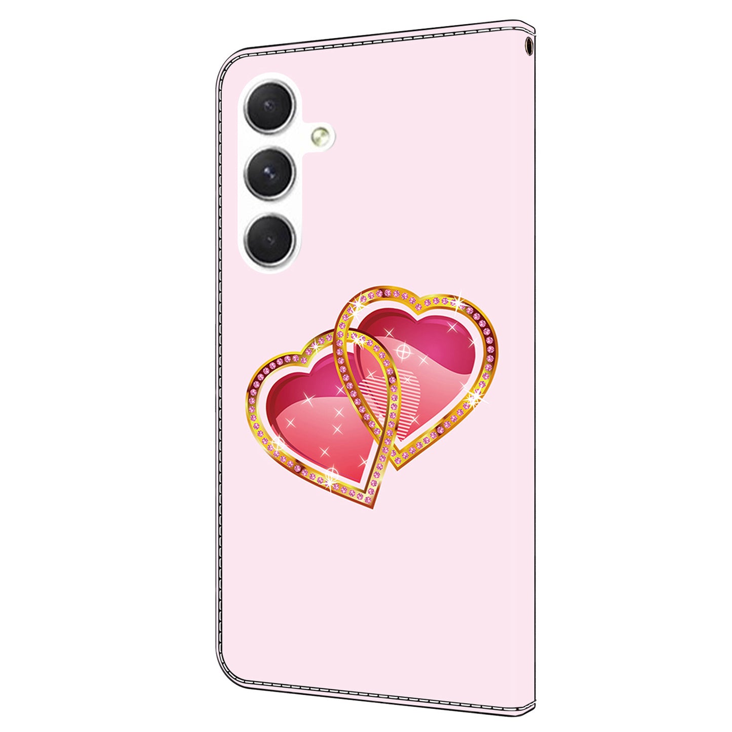 For Samsung Galaxy A16 5G / A16 4G Case Pattern Printed Protective Leather Flip Phone Case - Love Peach
