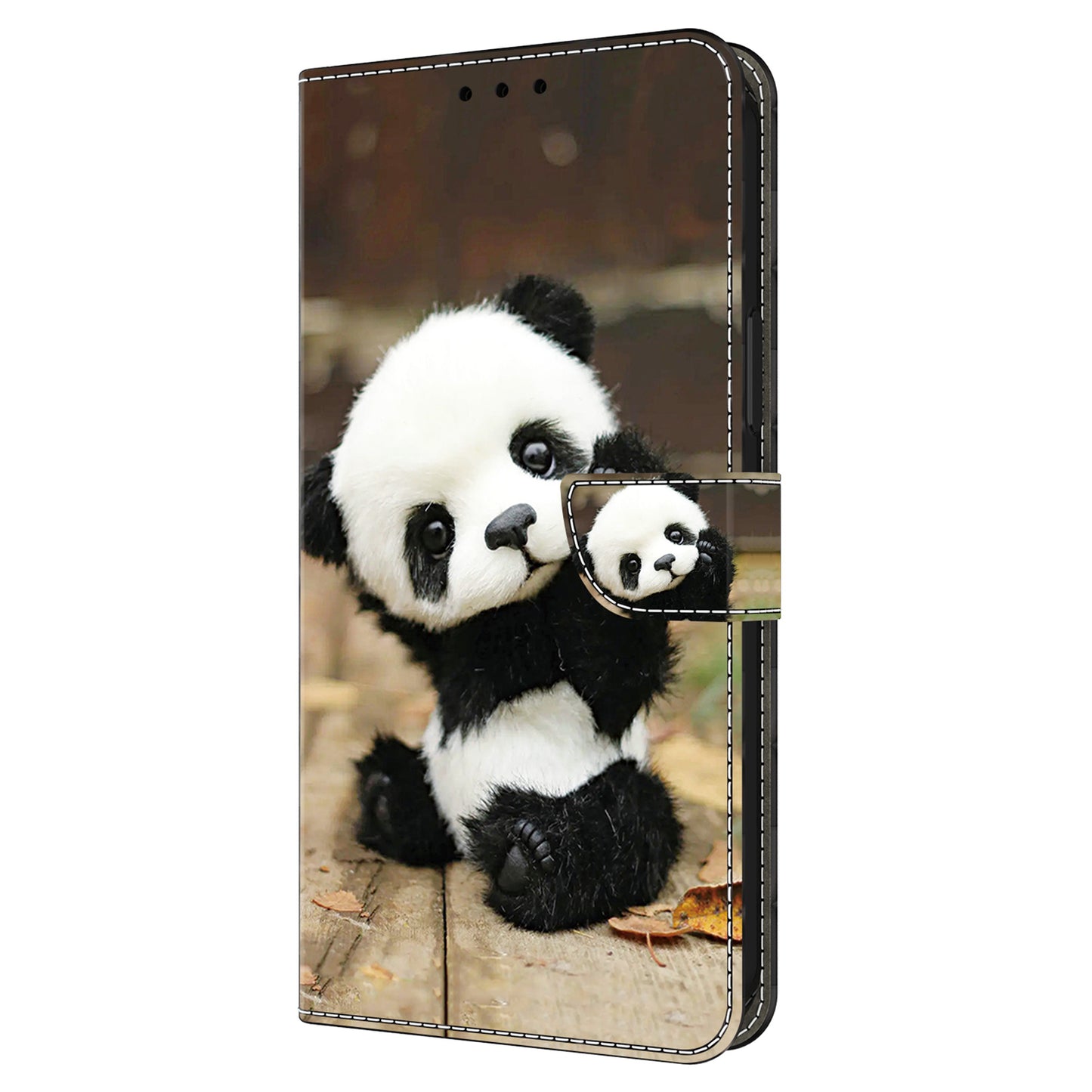 For Samsung Galaxy A16 5G / A16 4G Case Pattern Printed Protective Leather Flip Phone Case - Panda