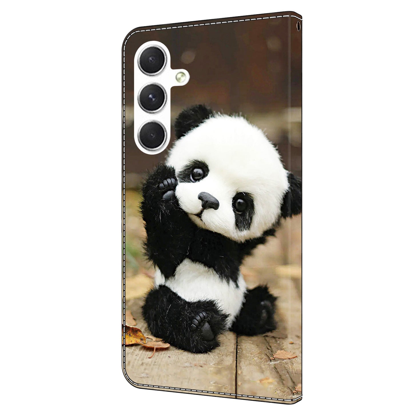 For Samsung Galaxy A16 5G / A16 4G Case Pattern Printed Protective Leather Flip Phone Case - Panda
