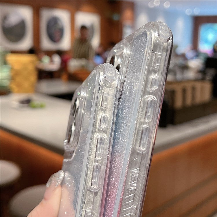 For iPhone 16 Pro Case Glitter Design PC+TPU Shockproof Phone Cover - Pink