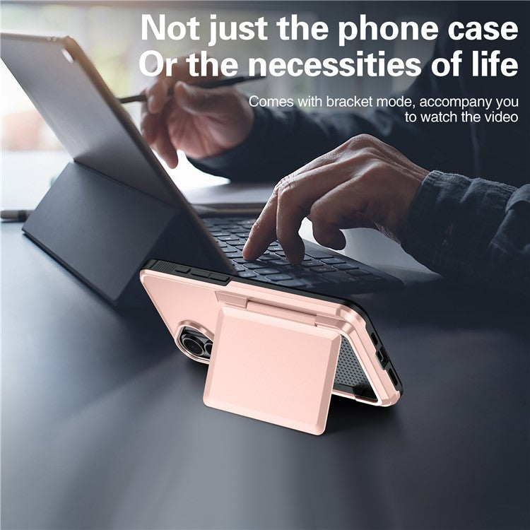 For iPhone 16 Plus Cases Card Slot TPU+PC Kickstand Phone Case - Grey