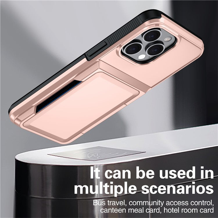 For iPhone 16 Pro Cases Card Slot TPU+PC Kickstand Phone Case - Red