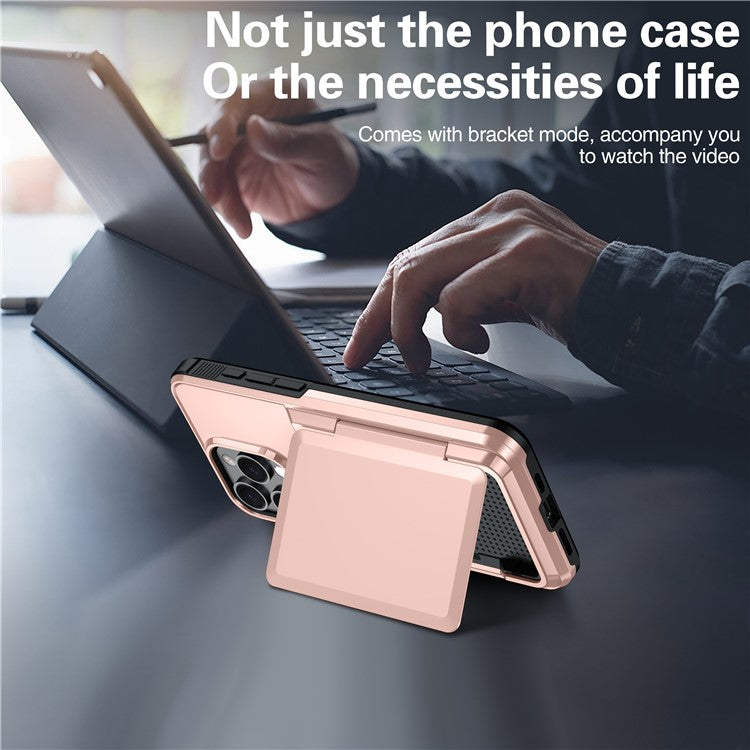 For iPhone 16 Pro Cases Card Slot TPU+PC Kickstand Phone Case - Red