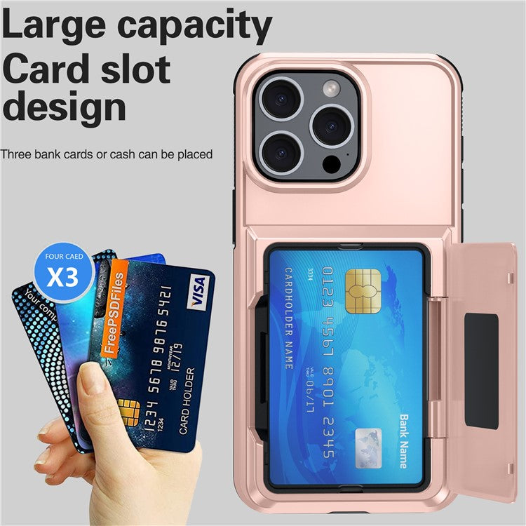 For iPhone 16 Pro Cases Card Slot TPU+PC Kickstand Phone Case - Red