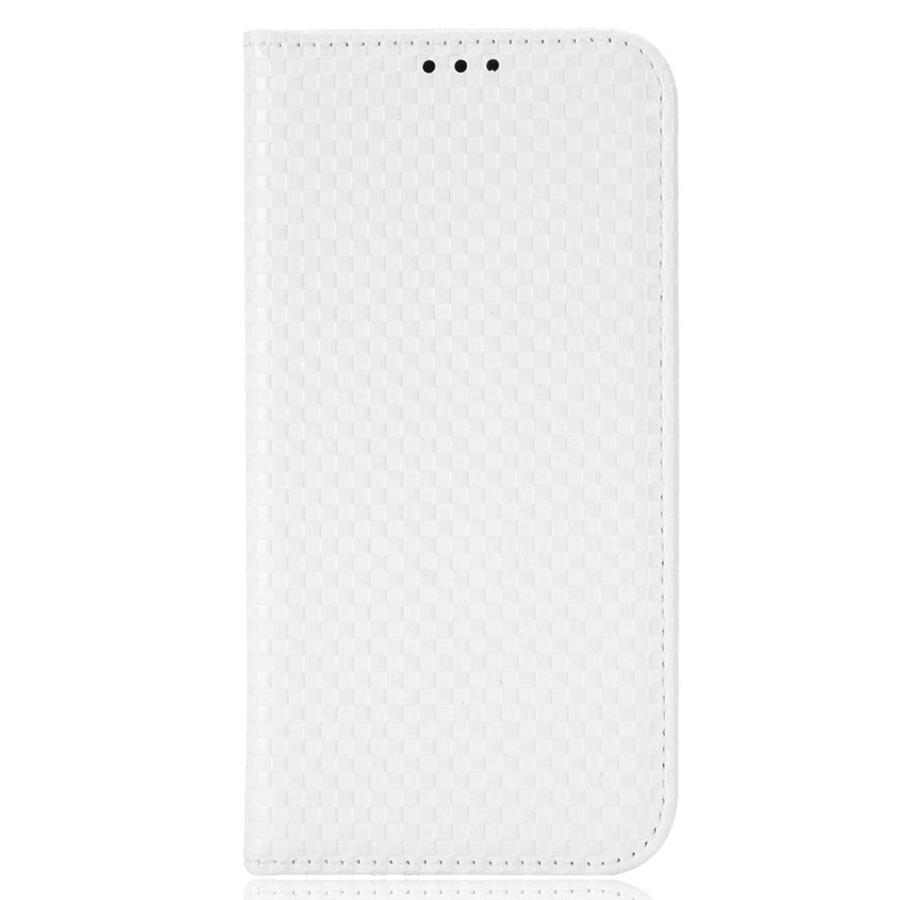 Phone Flip Wallet Case For Samsung Galaxy M33 5G (Global Version), Anti-wear PU Leather Magnetic Auto-absorbed Grid Texture Phone Cover Stand - White