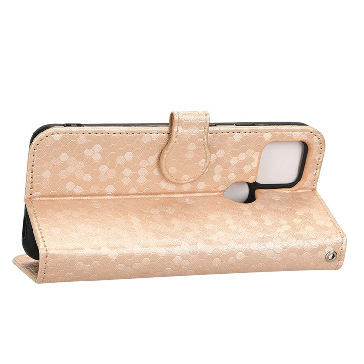 For Google Pixel 5 Dot Pattern Imprinted PU Leather Flip Phone Case Magnetic Clasp Wallet Stand Function Shockproof Cover with Strap - Rose Gold