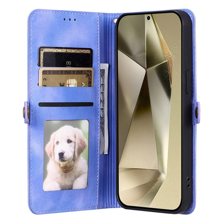 Style 016 For Samsung Galaxy A55 5G Case Skin Feel Totem Imprinted Wallet Leather Phone Cover - Purple