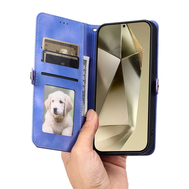 Style 016 For Samsung Galaxy A55 5G Case Skin Feel Totem Imprinted Wallet Leather Phone Cover - Purple