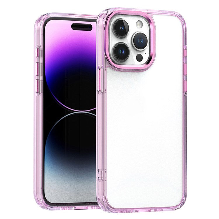 For iPhone 16 Pro Clear Case Shockproof TPU+PC Hybrid Phone Cover - Pink