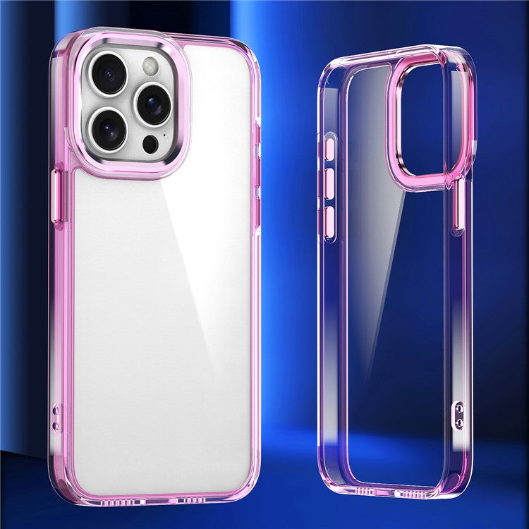 For iPhone 16 Pro Clear Case Shockproof TPU+PC Hybrid Phone Cover - Pink