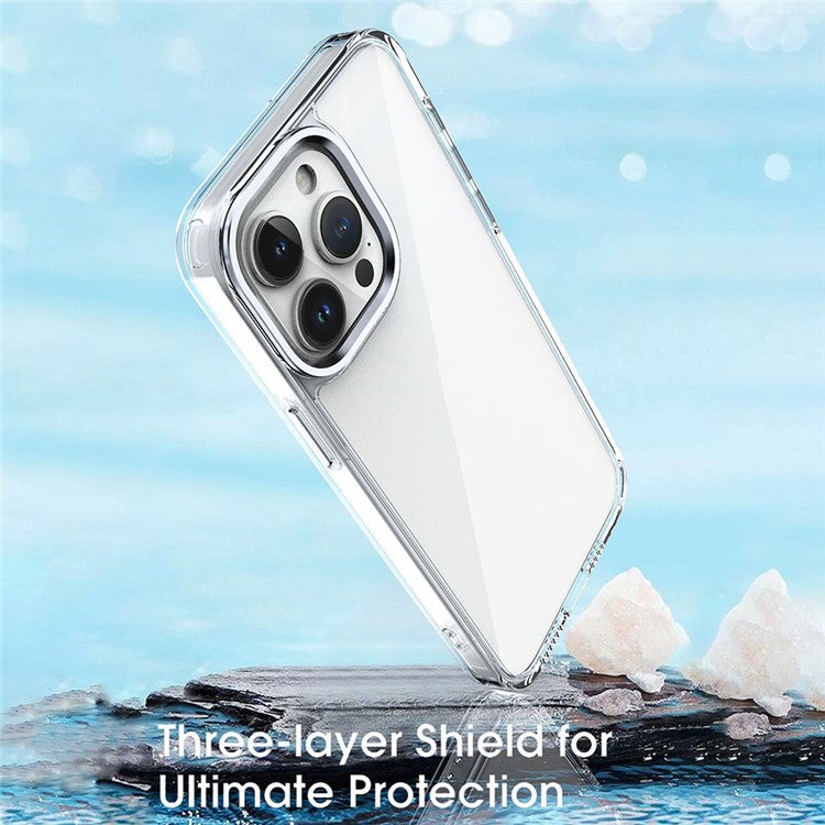 For iPhone 16 Pro Clear Case Shockproof TPU+PC Hybrid Phone Cover - Pink