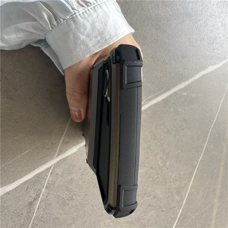 For iPhone 16 Case PC+TPU Dual Layer Back Phone Cover with Card Holder - White