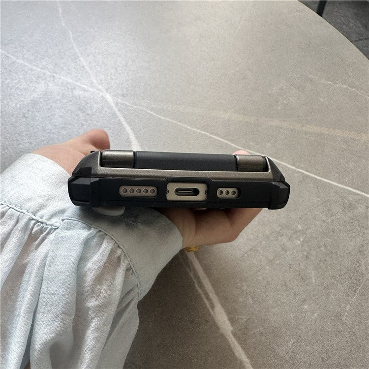 For iPhone 16 Case PC+TPU Dual Layer Back Phone Cover with Card Holder - Blue