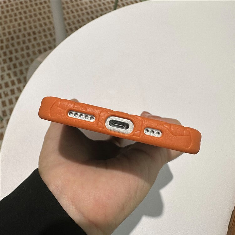 For iPhone 16 Case Y-Shape Textured Anti-Drop Protective TPU Phone Cover - Grey