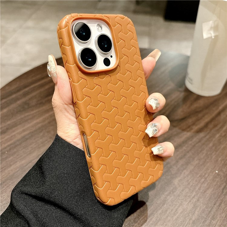 For iPhone 16 Pro Case Y-Shape Textured Anti-Drop Protective TPU Phone Cover - Brown
