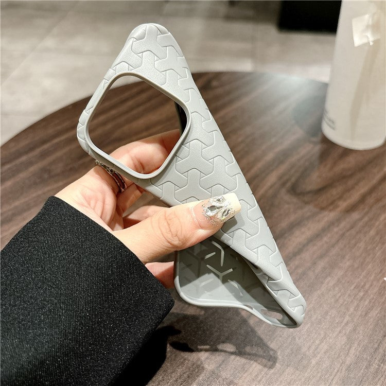 For iPhone 16 Pro Case Y-Shape Textured Anti-Drop Protective TPU Phone Cover - Brown