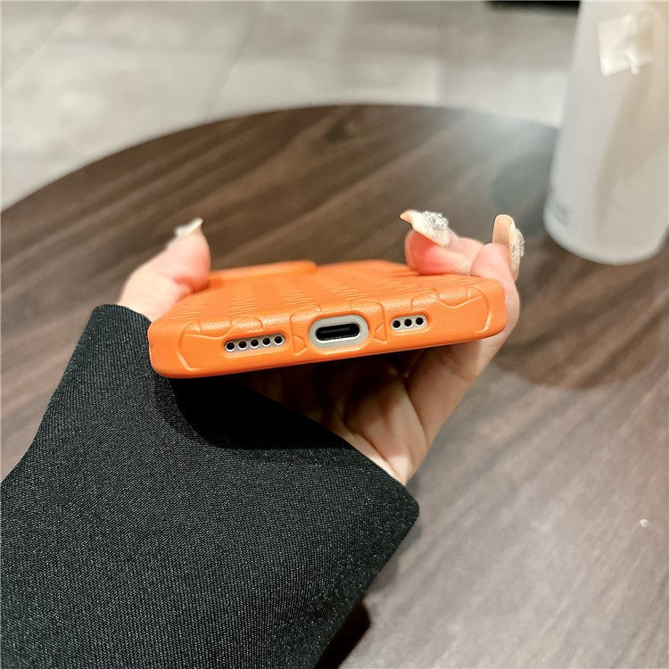 For iPhone 16 Pro Case Y-Shape Textured Anti-Drop Protective TPU Phone Cover - Brown