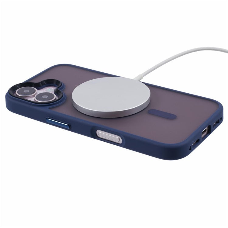 For iPhone 16 Case Compatible with MagSafe TPU+PC Rubberized Finish Phone Cover - Blue