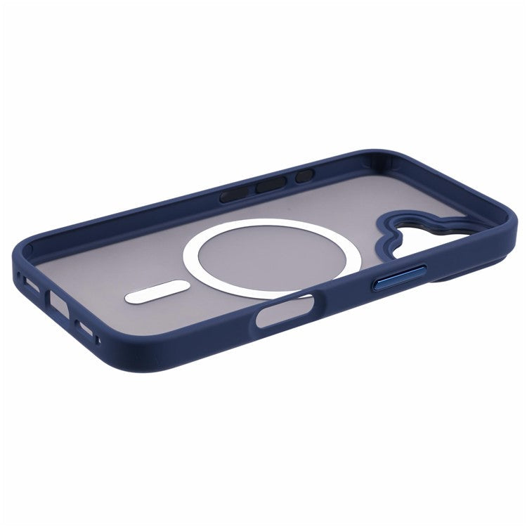 For iPhone 16 Case Compatible with MagSafe TPU+PC Rubberized Finish Phone Cover - Blue