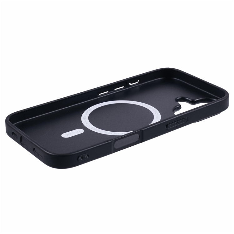 X-LEVEL Bojue-3 Series For iPhone 16 Case Compatible with MagSafe Leather Coated PC+TPU Phone Cover - Black