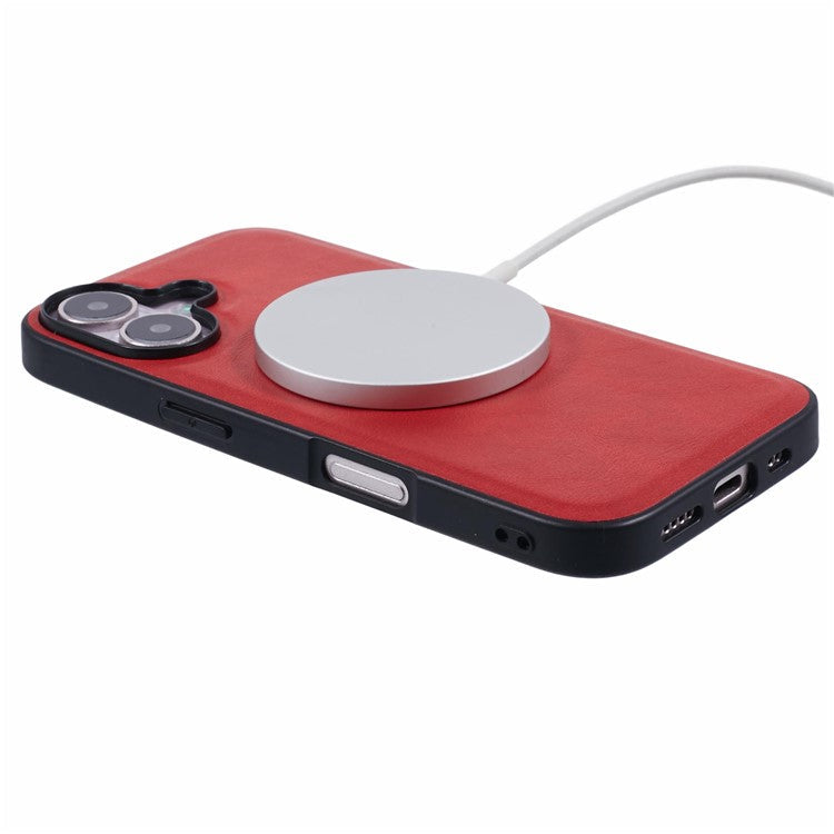 X-LEVEL Bojue-3 Series For iPhone 16 Case Compatible with MagSafe Leather Coated PC+TPU Phone Cover - Red