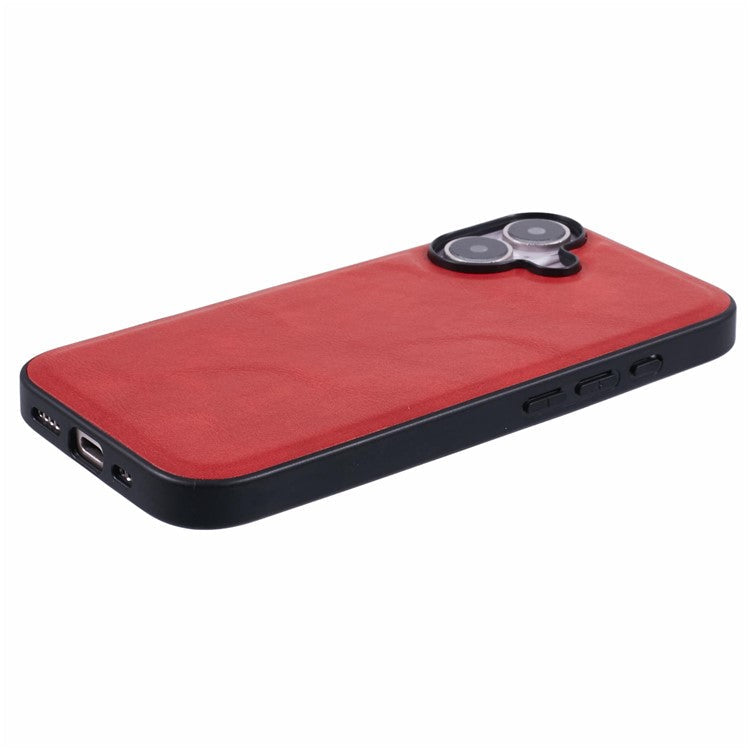 X-LEVEL Bojue-3 Series For iPhone 16 Case Compatible with MagSafe Leather Coated PC+TPU Phone Cover - Red