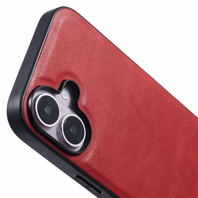 X-LEVEL Bojue-3 Series For iPhone 16 Case Compatible with MagSafe Leather Coated PC+TPU Phone Cover - Red