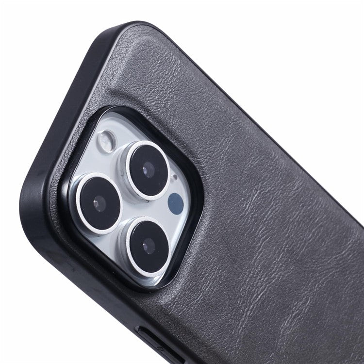 X-LEVEL Bojue-3 Series For iPhone 16 Pro Case Compatible with MagSafe Leather Coated PC+TPU Phone Cover - Grey