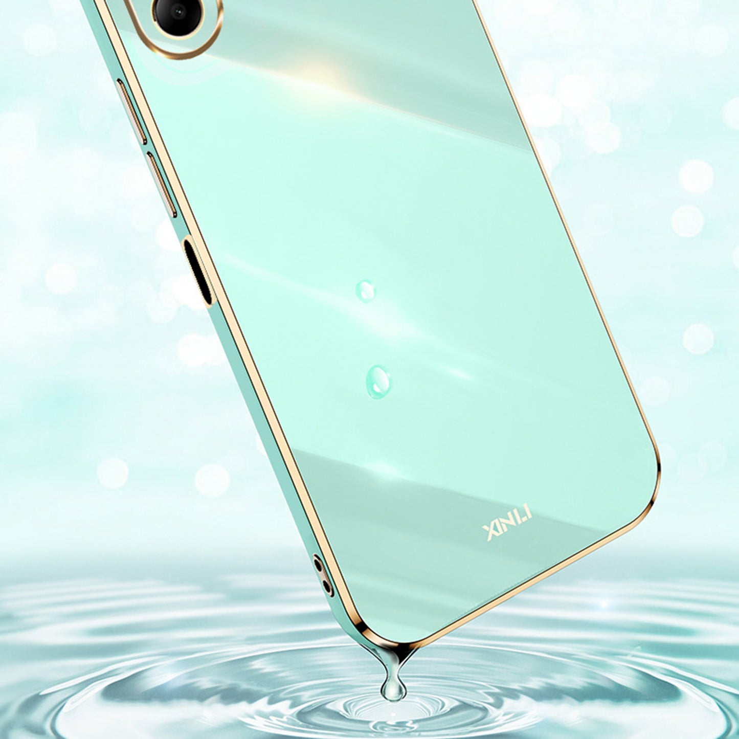 XINLI For Samsung Galaxy A06 Case TPU Phone Cover with Electroplating Frame - Black