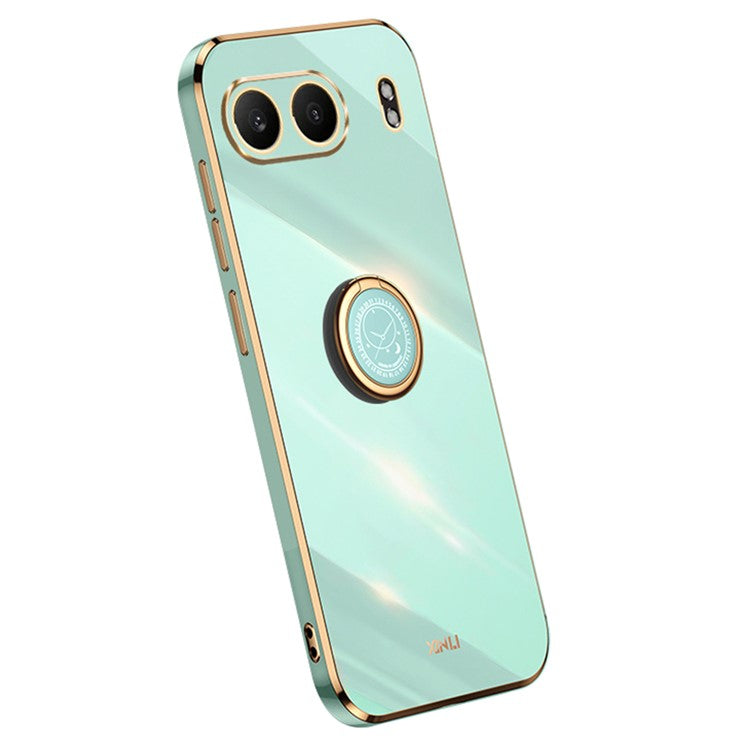 XINLI For OnePlus Nord 4 Case Ring Kickstand Electroplating TPU Phone Cover - Cyan