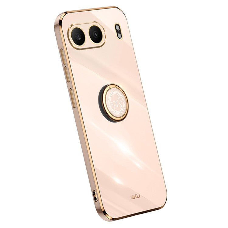XINLI For OnePlus Nord 4 Case Ring Kickstand Electroplating TPU Phone Cover - Pink