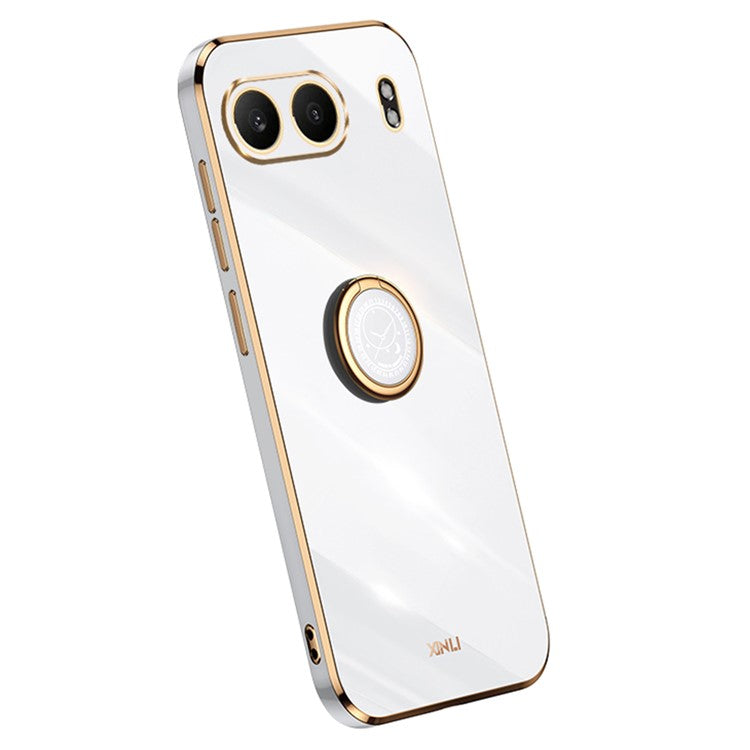XINLI For OnePlus Nord 4 Case Ring Kickstand Electroplating TPU Phone Cover - White