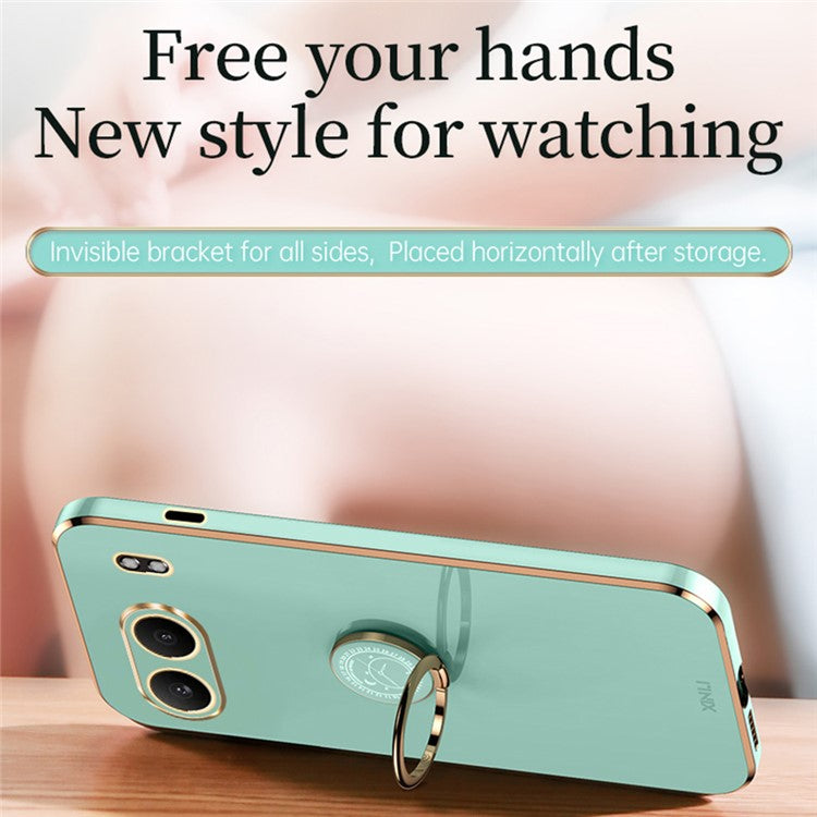 XINLI For OnePlus Nord 4 Case Ring Kickstand Electroplating TPU Phone Cover - White