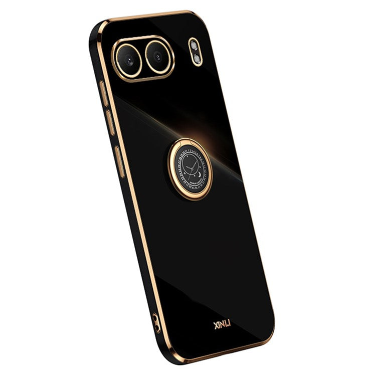 XINLI For OnePlus Nord 4 Case Ring Kickstand Electroplating TPU Phone Cover - Black