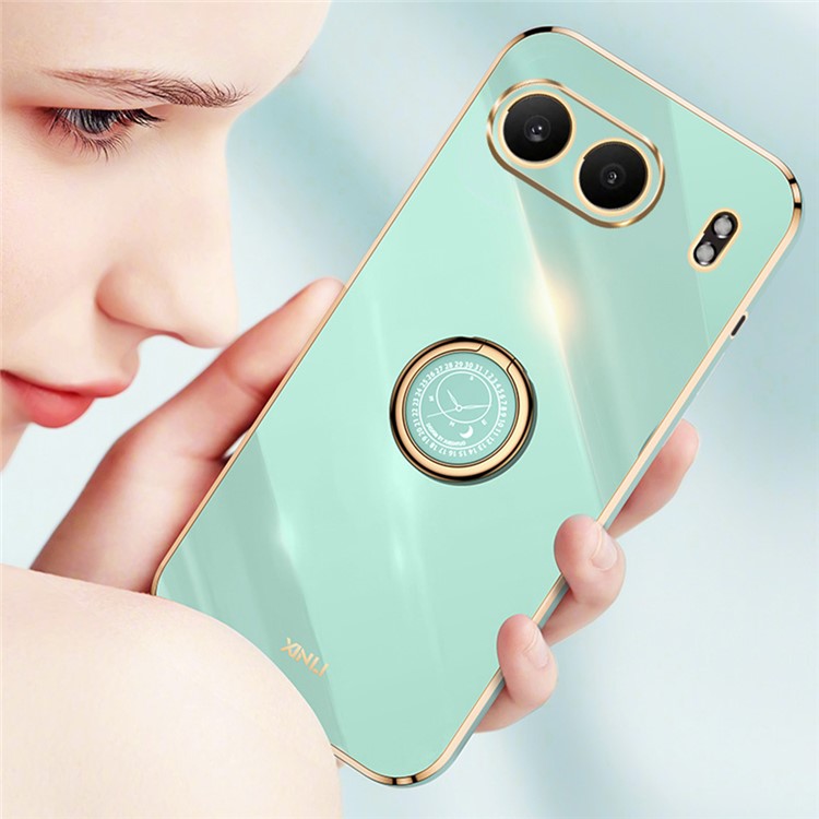 XINLI For OnePlus Nord 4 Case Ring Kickstand Electroplating TPU Phone Cover - Black