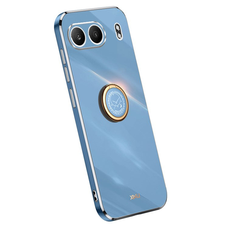 XINLI For OnePlus Nord 4 Case Ring Kickstand Electroplating TPU Phone Cover - Blue