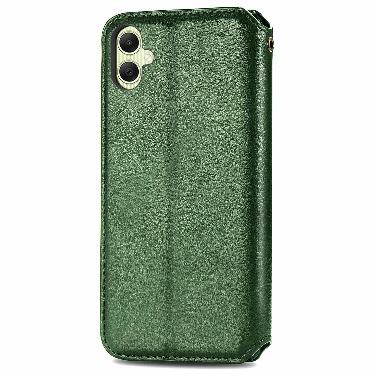 For Samsung Galaxy A06 Case Rhombus Imprint PU Leather Wallet Phone Cover - Green
