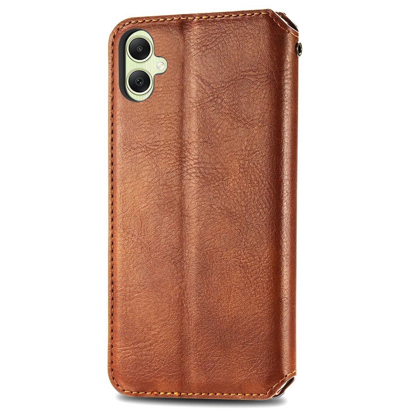 For Samsung Galaxy A06 Case Rhombus Imprint PU Leather Wallet Phone Cover - Brown