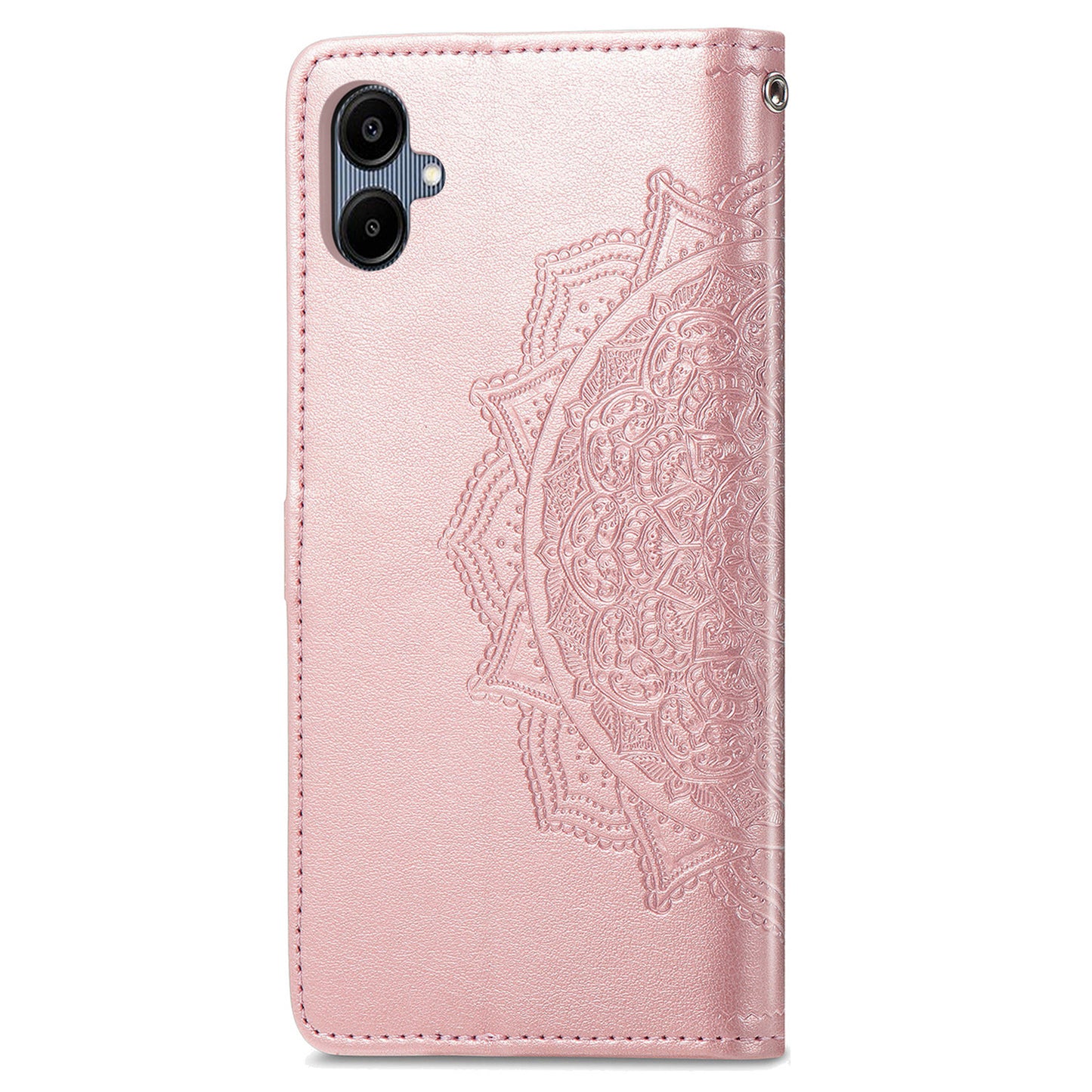 For Samsung Galaxy A06 Case Mandala Embossed Design Leather Wallet Phone Cover - Rose Gold