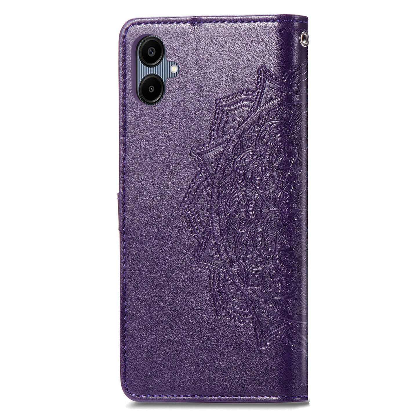 For Samsung Galaxy A06 Case Mandala Embossed Design Leather Wallet Phone Cover - Purple