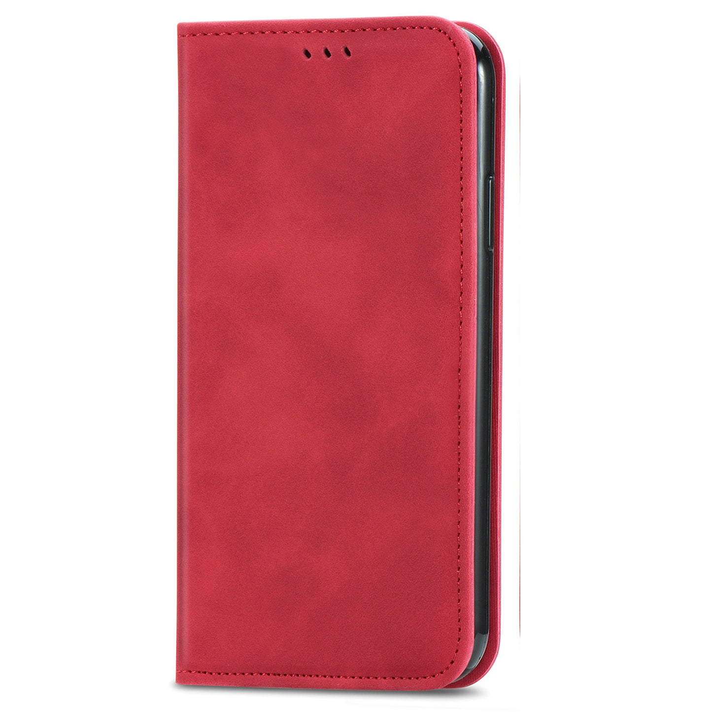 For Samsung Galaxy A06 Case Skin Touch Feeling Leather Wallet Phone Cover Magnetic Absorption - Red