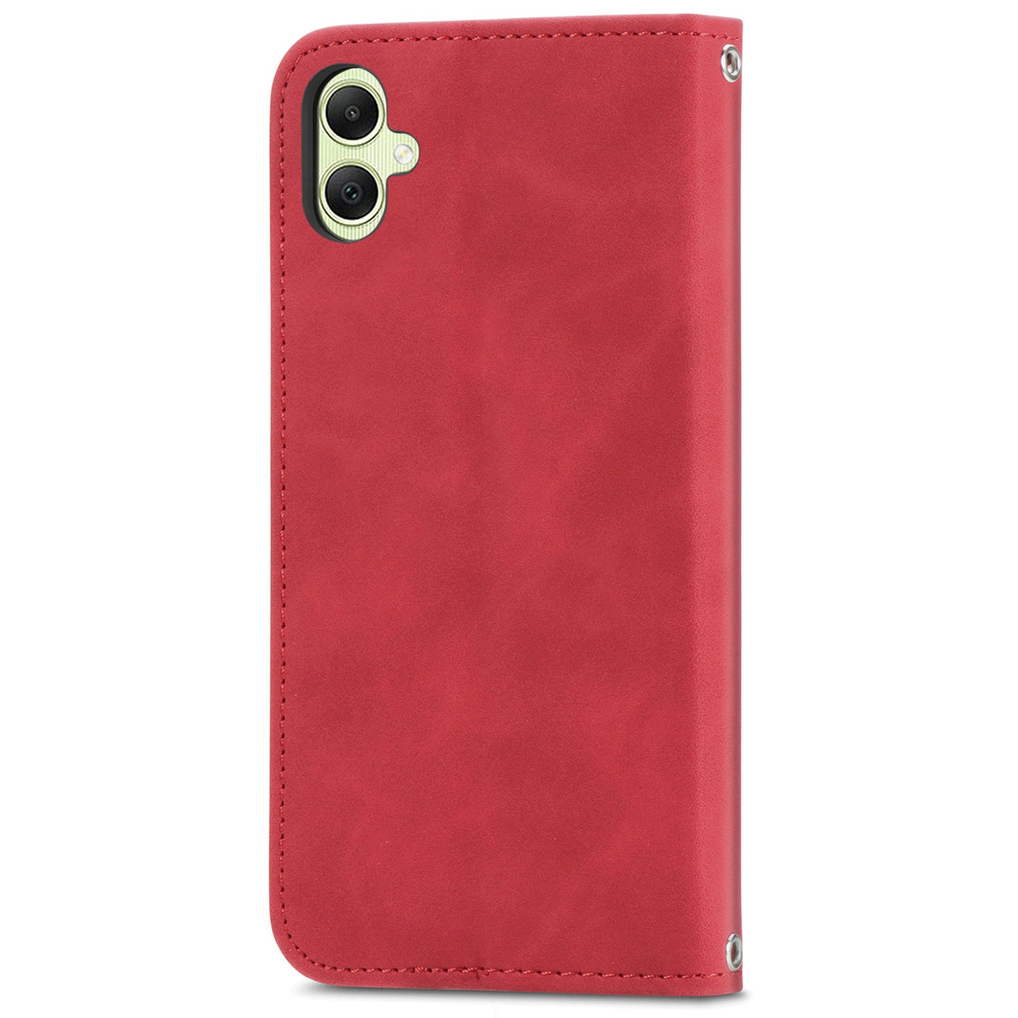 For Samsung Galaxy A06 Case Skin Touch Feeling Leather Wallet Phone Cover Magnetic Absorption - Red