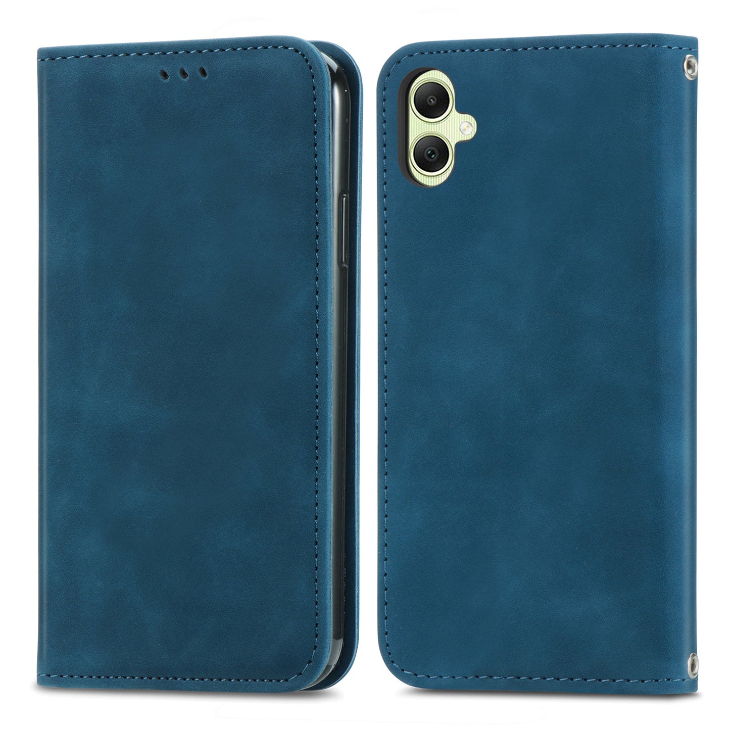 For Samsung Galaxy A06 Case Skin Touch Feeling Leather Wallet Phone Cover Magnetic Absorption - Dark Blue