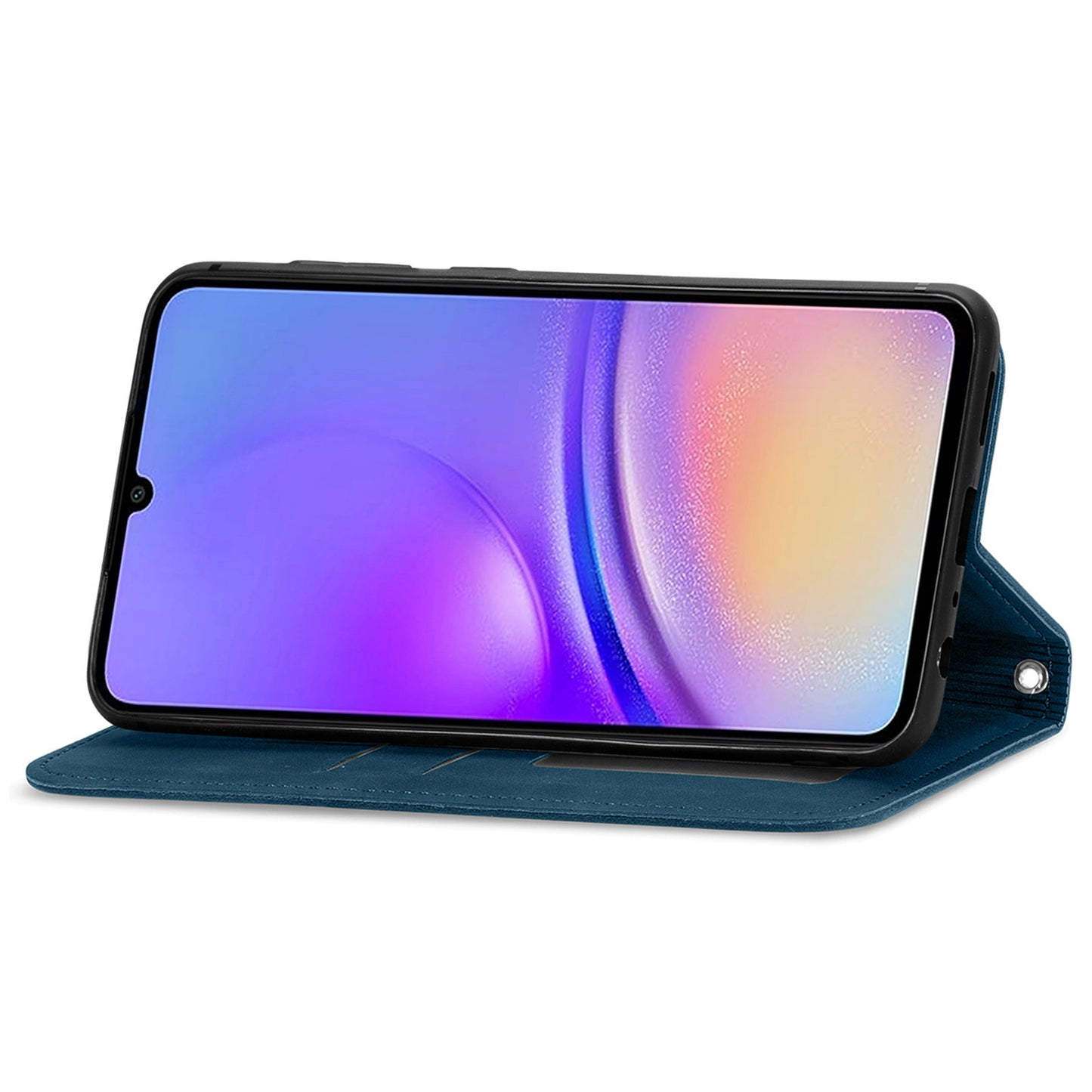 For Samsung Galaxy A06 Case Skin Touch Feeling Leather Wallet Phone Cover Magnetic Absorption - Dark Blue