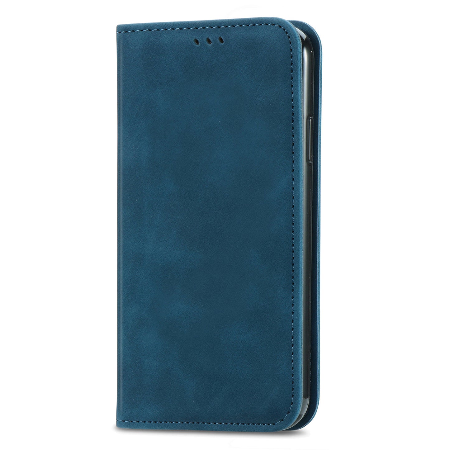 For Samsung Galaxy A06 Case Skin Touch Feeling Leather Wallet Phone Cover Magnetic Absorption - Dark Blue