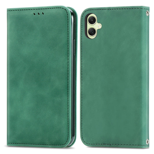 For Samsung Galaxy A06 Case Skin Touch Feeling Leather Wallet Phone Cover Magnetic Absorption - Green