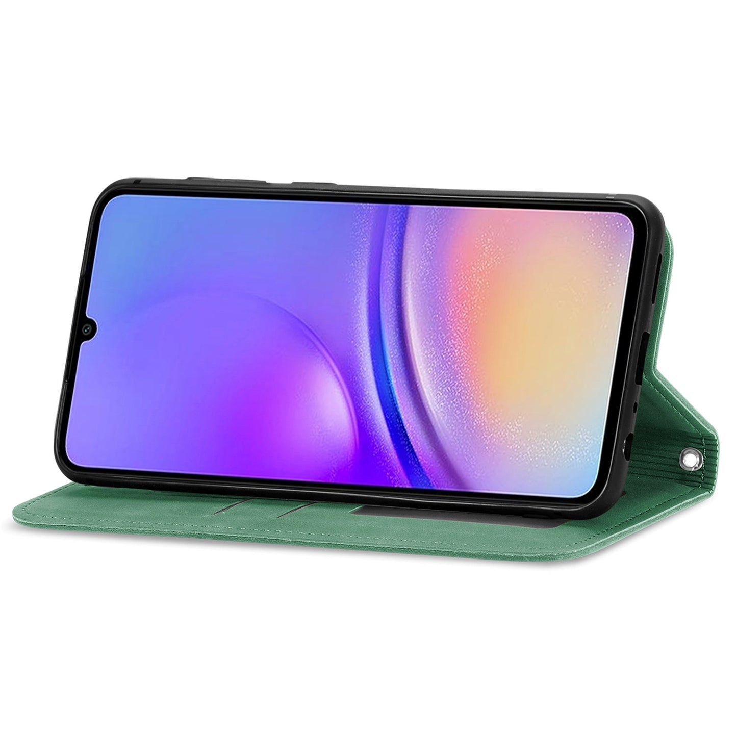 For Samsung Galaxy A06 Case Skin Touch Feeling Leather Wallet Phone Cover Magnetic Absorption - Green