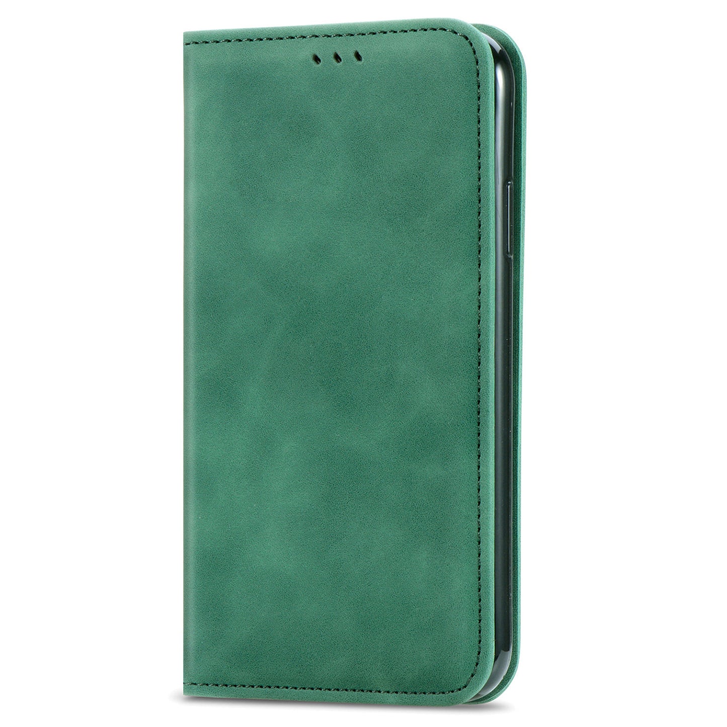 For Samsung Galaxy A06 Case Skin Touch Feeling Leather Wallet Phone Cover Magnetic Absorption - Green